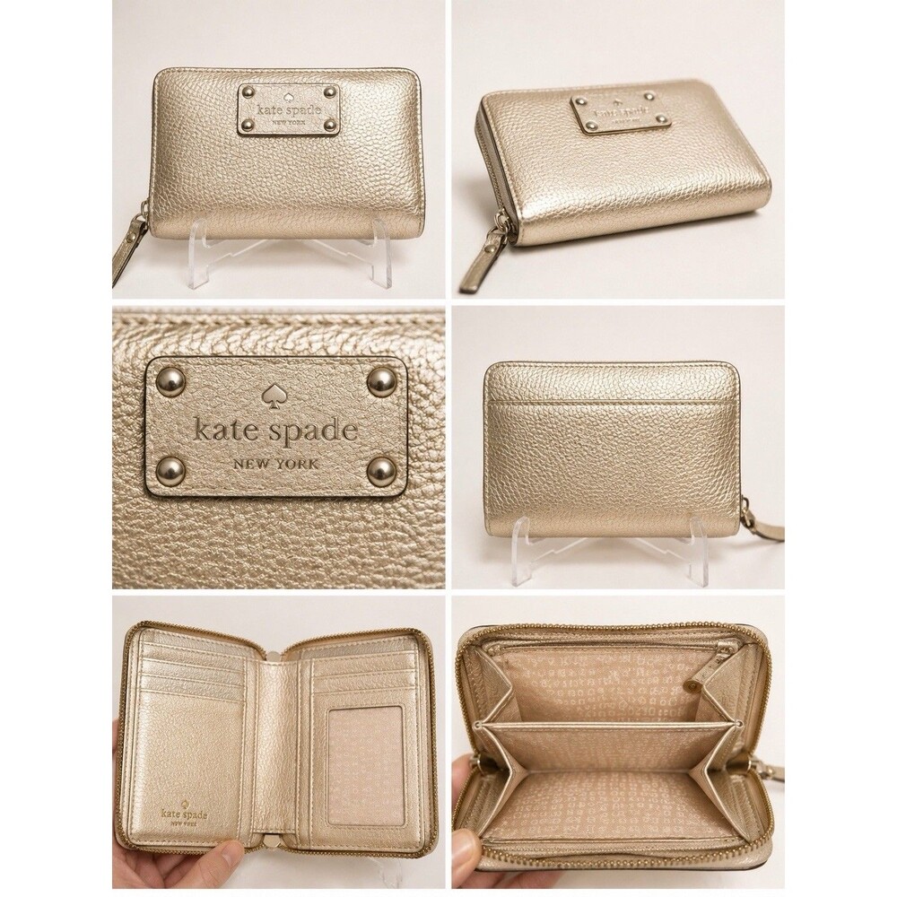 Kate Spade Wellesley Tellie Zip Around Wallet Metallic Gold